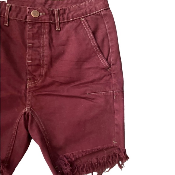 One Teaspoon BORDEAUX MR PINKS RELAXED STRAIGHT LEG SHORT Size 28 - Picture 12 of 15